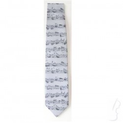 Krawat z wzorem muzycznym, szary