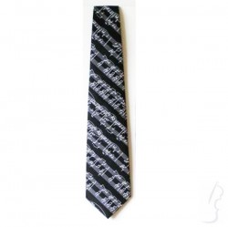 Krawat z wzorem muzycznym, czarny