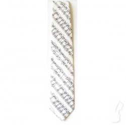 Krawat z wzorem muzycznym, biały