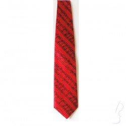 Krawat z wzorem muzycznym, czerwony