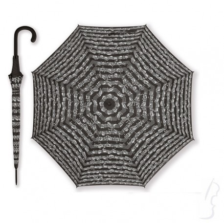 Duży parasol z wzorem muzycznym - czarny